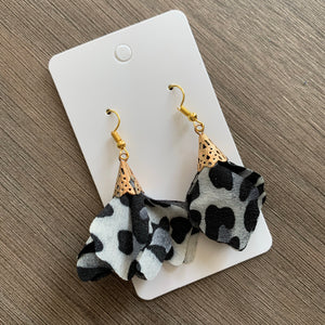 Black and White Fabric Drop Earrings