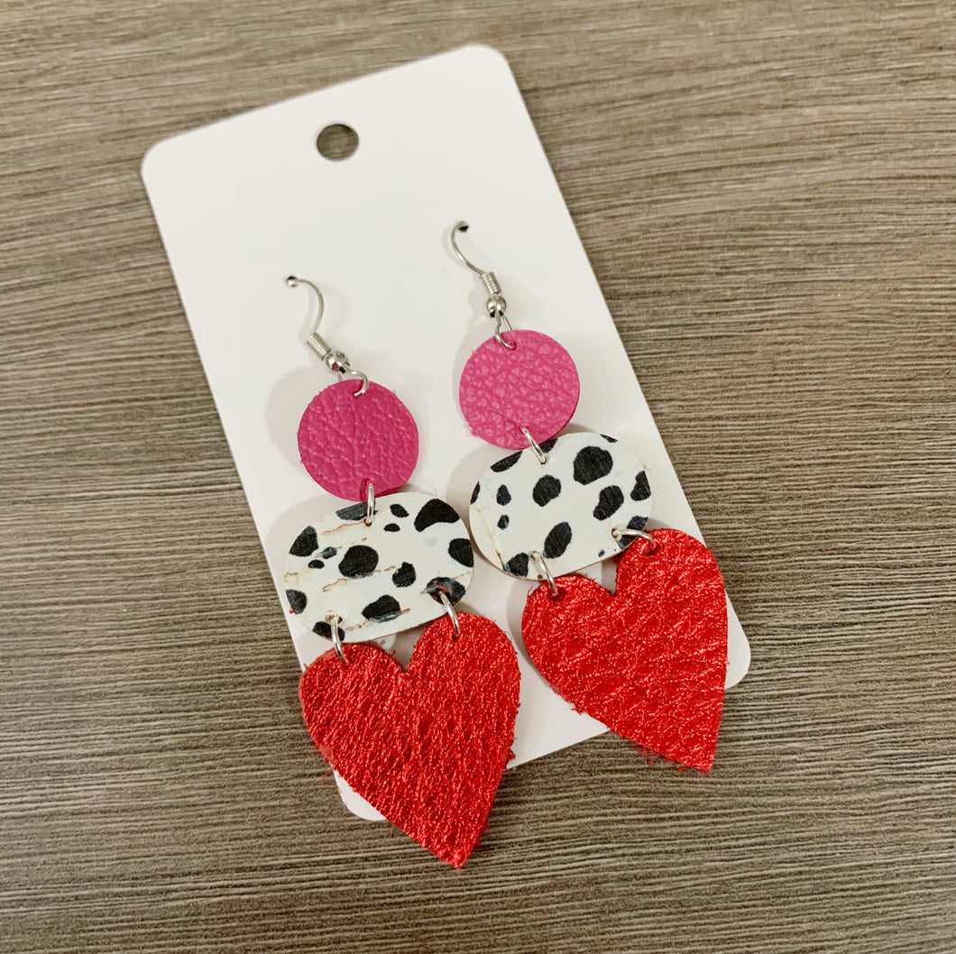 Valentine Mix Drop Leather Earrings