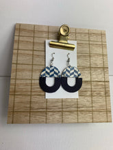 Navy Small Leather and Cork Earrings