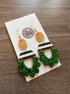 St Patricks Day Lucky Drop Leather Earrings