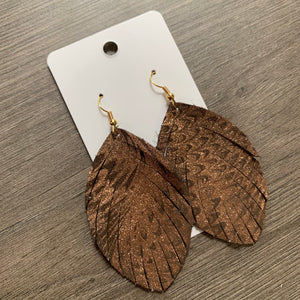 Copper Fringe Leather Earrings