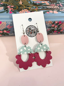 Valentine Scalloped Drop Leather Earrings