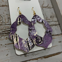 Purple and Gold Moroccan Leather Earrings