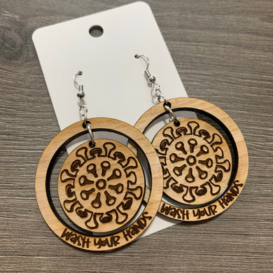 Wash Your Hands Wood Earrings