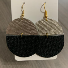 Split Black and Gold Leather Earrings