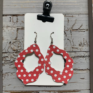 Red Polkadot Moroccan Leather Earrings