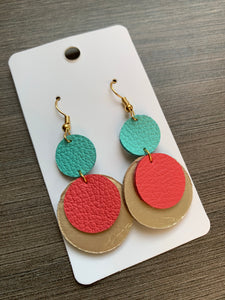 Spring Circle Drop Leather Earrings