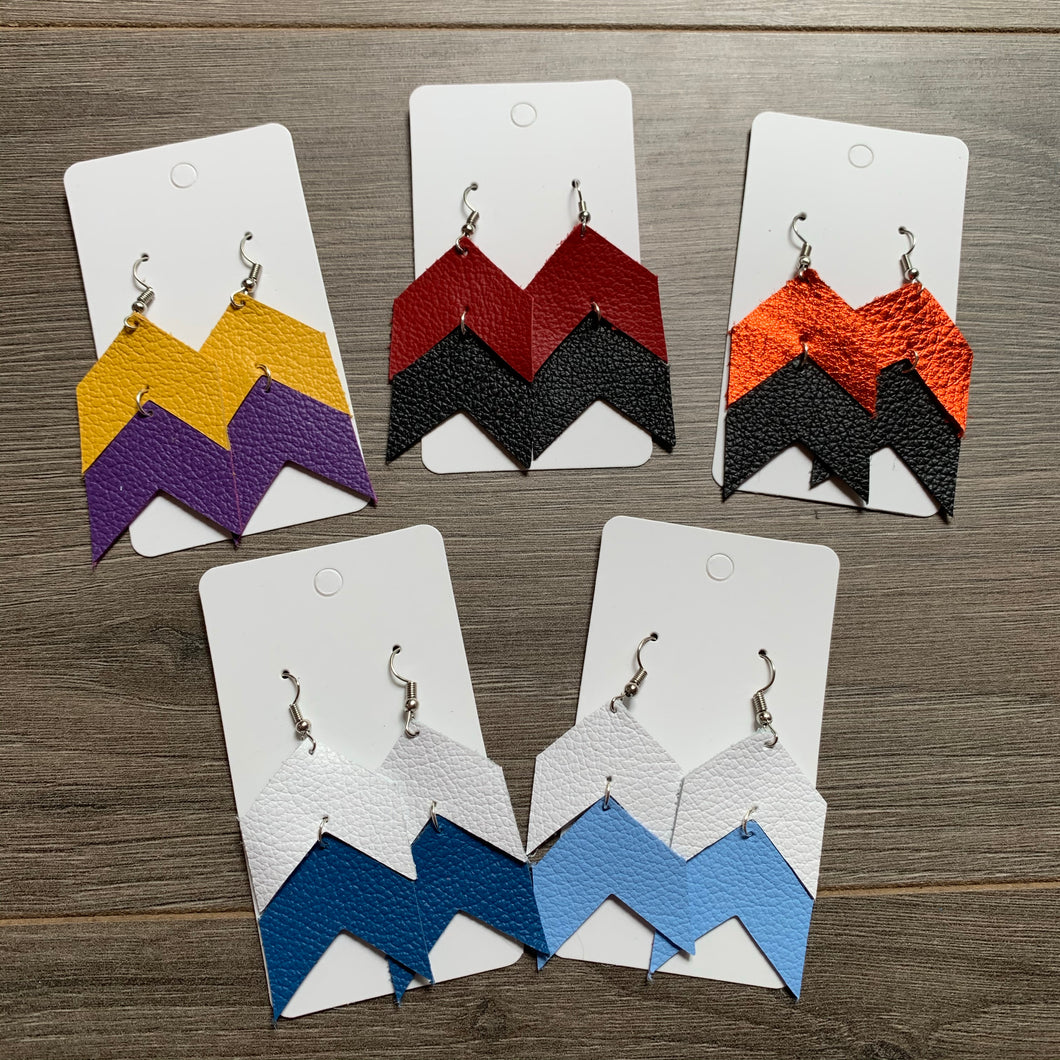 Pick Your Color Double Chevron Leather Earrings