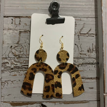 Metallic Animal Print Arch Drop Leather Earrings