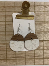 Wood and White Cork Leather Earrings