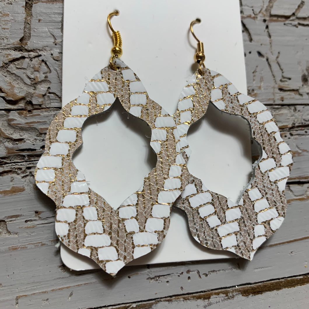 Gold Chevron Moroccan Leather Earrings