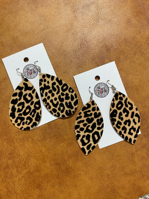 Velvet Textured Animal Print Leather Earrings