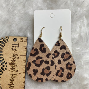 Leopard Print Teardrop Leather Earrings